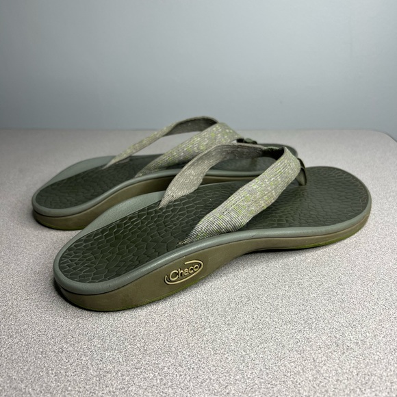 CHACO Gray Green Thongs Slides Sandals Flats Casual Shoes sz 13 main image 4